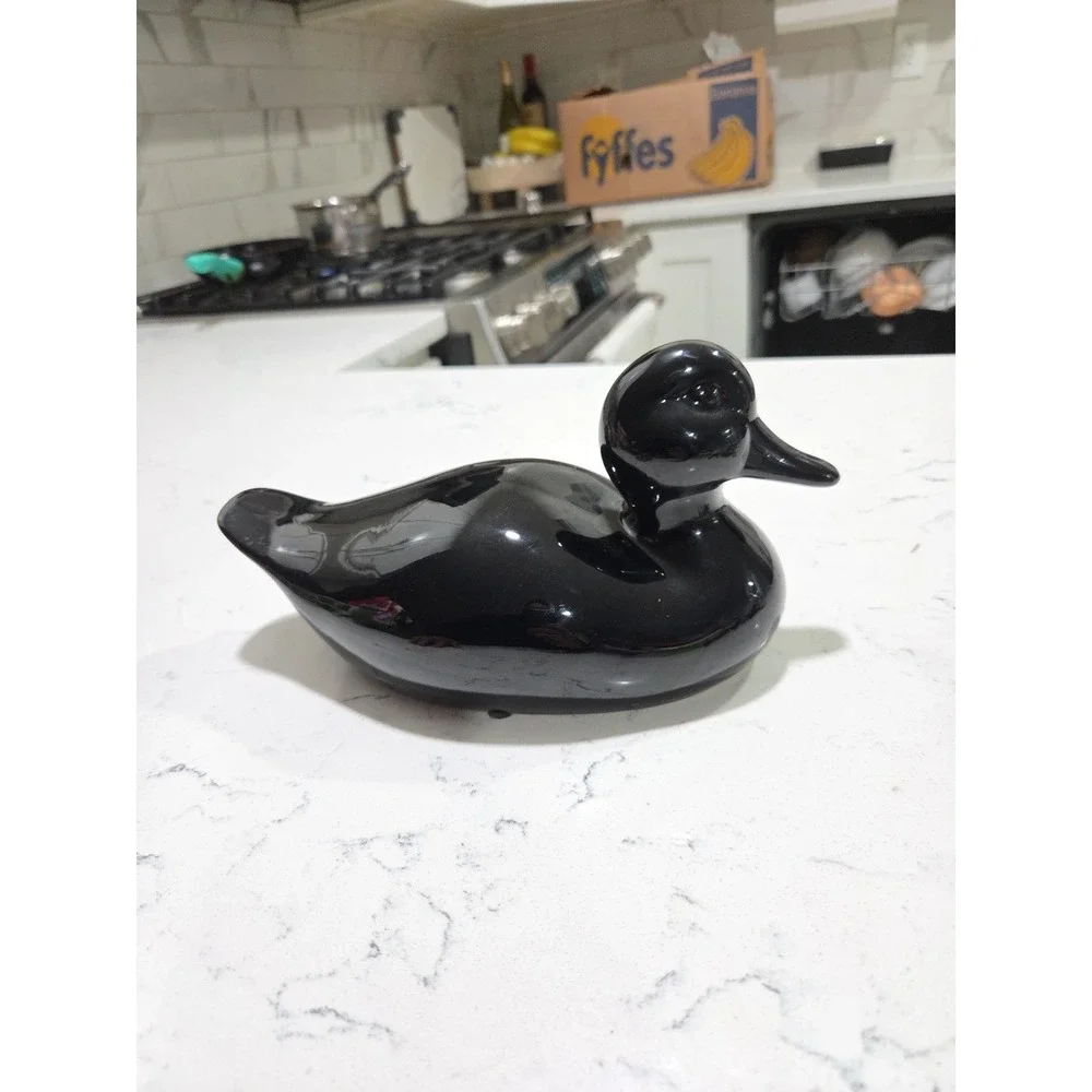 Vintage 1990s IKEA Black‎ Onyx Ceramic Decorative Duck Figure